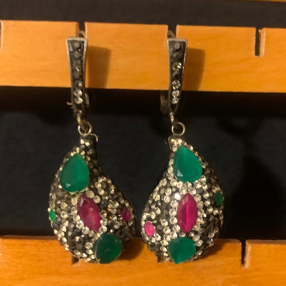 Beautiful natural emerald and ruby ring/earrings - Picture 5 of 5
